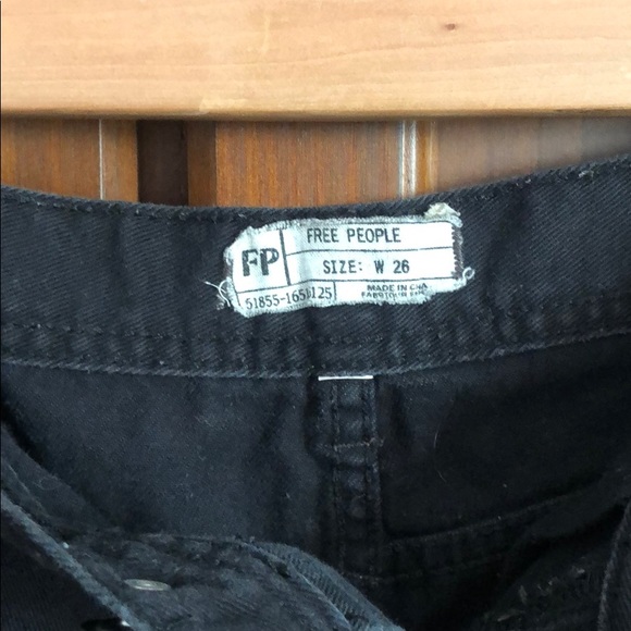 Free People Distressed Black Jean / Denim Shorts - Picture 3 of 3